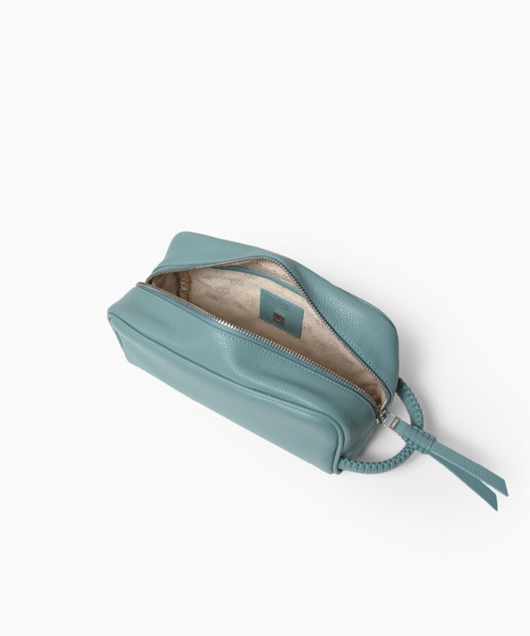 Mini Wash Bag in Sky Grained Leather