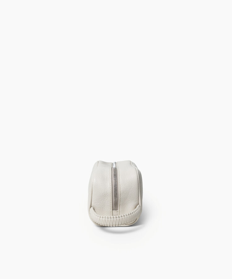 Mini Wash Bag in Ivory Grained Leather