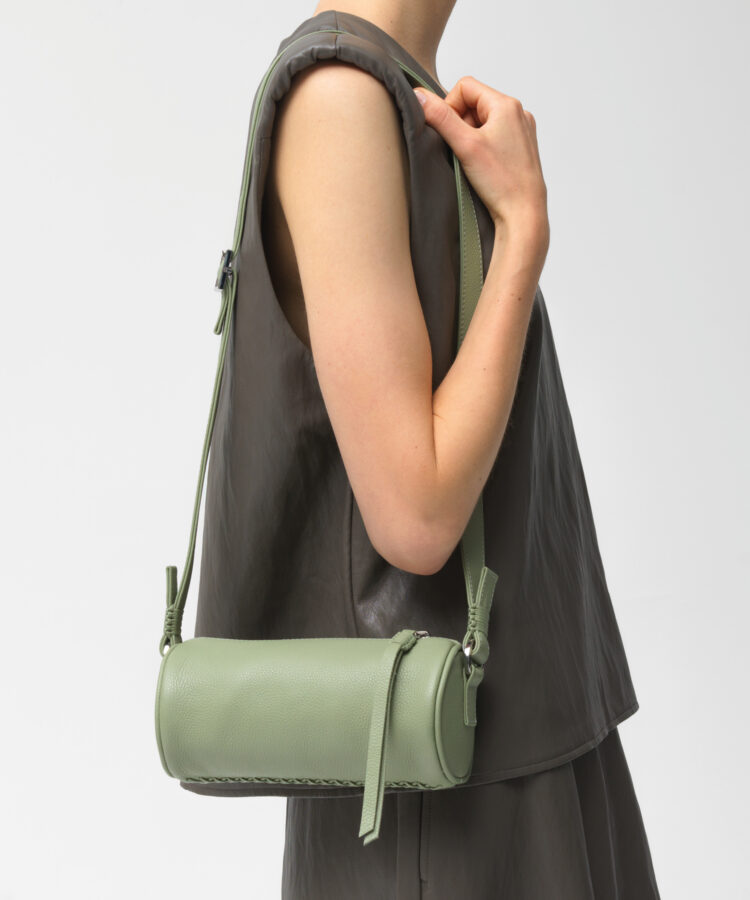 Mini Barrel Bag in Sage Grained Leather