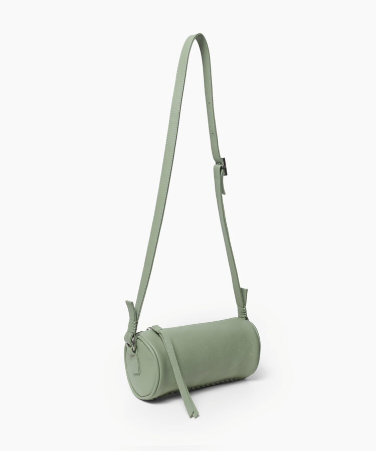 Mini Barrel Bag in Sage Grained Leather
