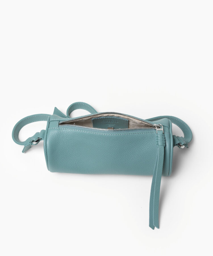 Mini Barrel Bag in Sky Grained Leather