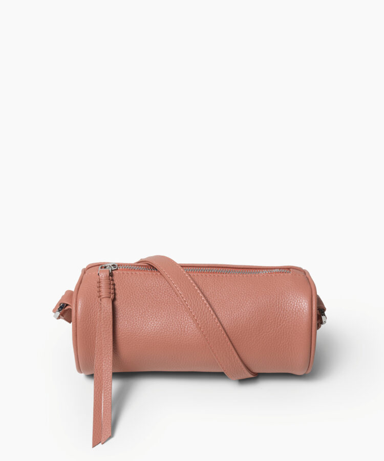Mini Barrel Bag in Peach Grained Leather