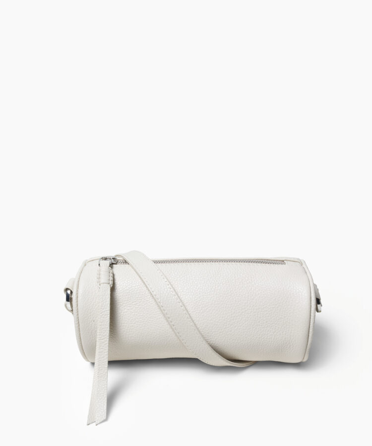 Mini Barrel Bag in Ivory Grained Leather