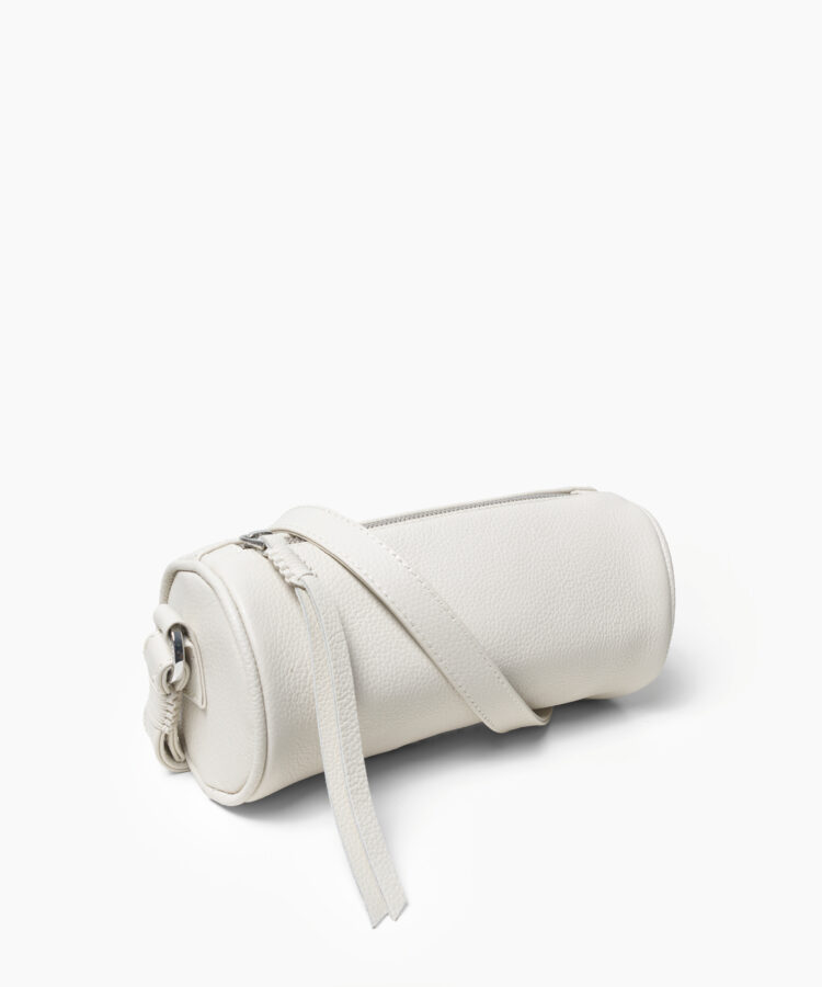 Mini Barrel Bag in Ivory Grained Leather