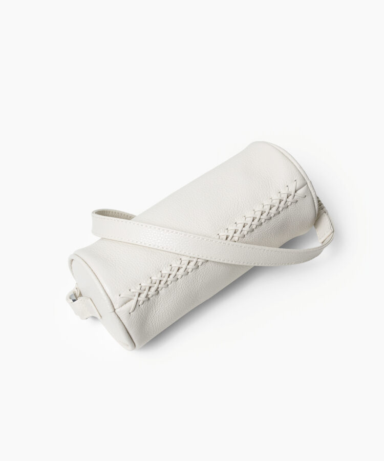 Mini Barrel Bag in Ivory Grained Leather