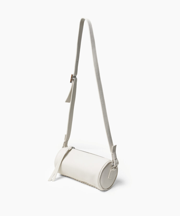 Mini Barrel Bag in Ivory Grained Leather
