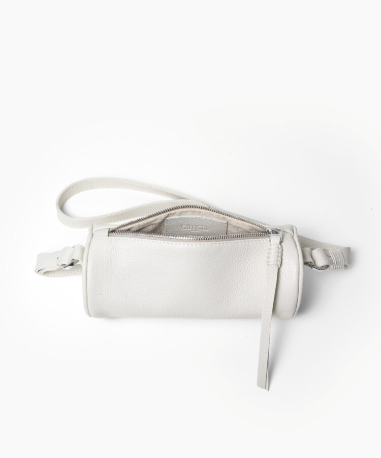 Mini Barrel Bag in Ivory Grained Leather