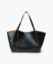Rhea Tote in Black Smooth Leather