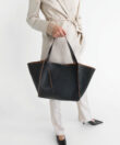 Rhea Tote in Black Smooth Leather