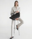Rhea Tote in Black Smooth Leather