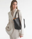 Rhea Tote in Black Smooth Leather