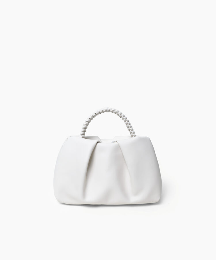 Venetia Clutch in White Smooth Leather