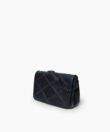Short Flap Bag in Black Smooth Leather