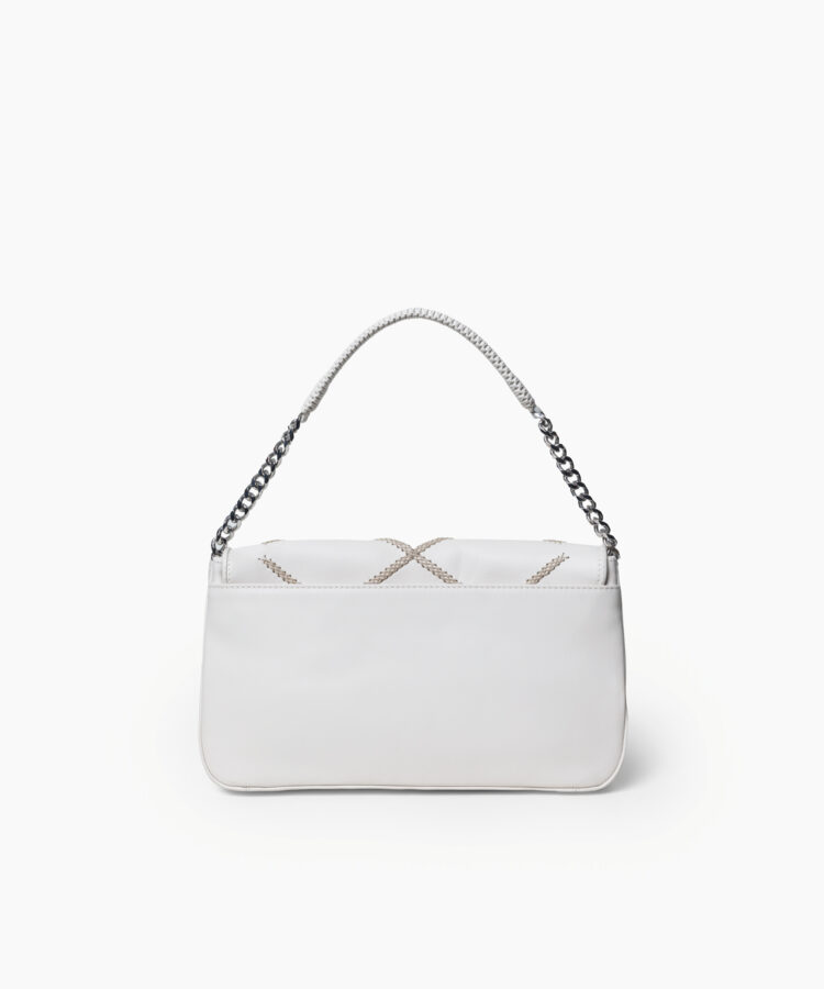 Short Flap Bag in White Smooth Leather