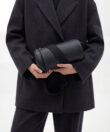 Barrel Bag in Black Grained Leather