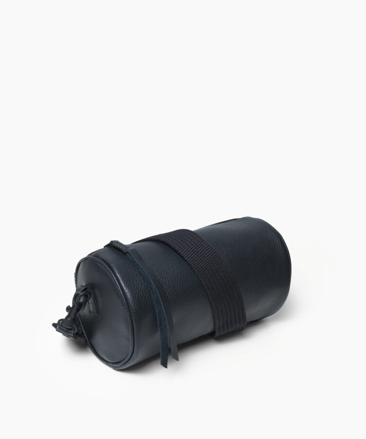 Barrel Bag in Black Grained Leather