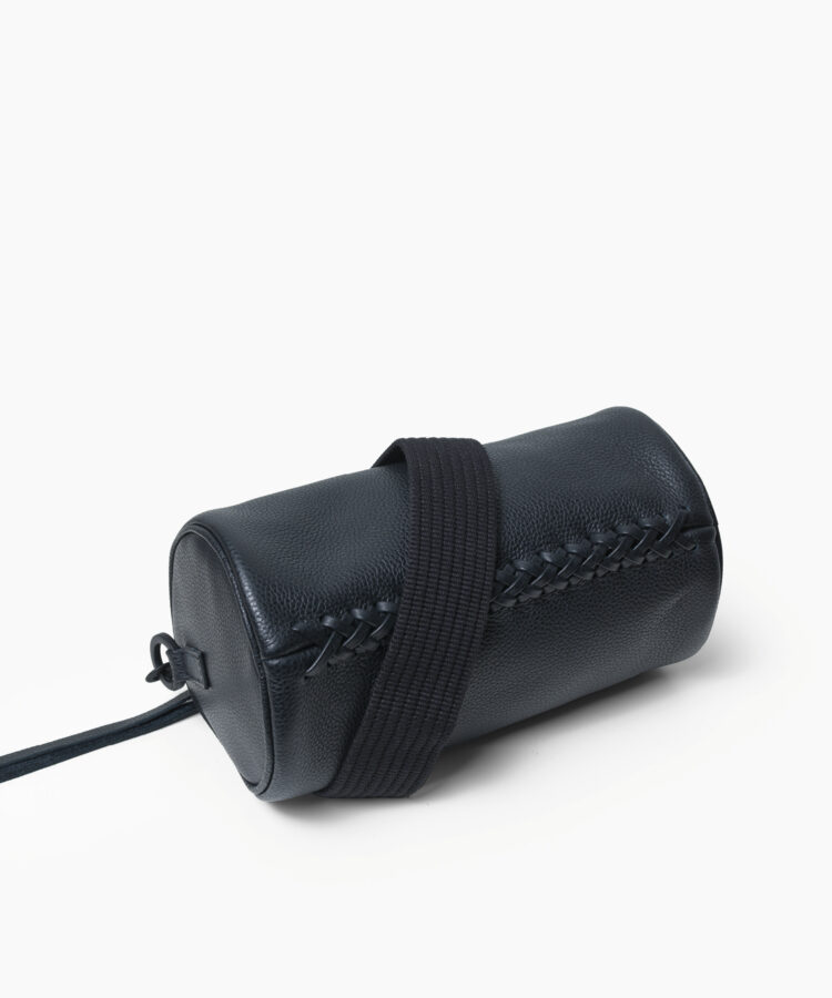 Barrel Bag in Black Grained Leather