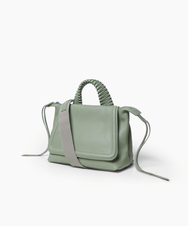 Medium Top Handle Bag in Sage Grained Leather