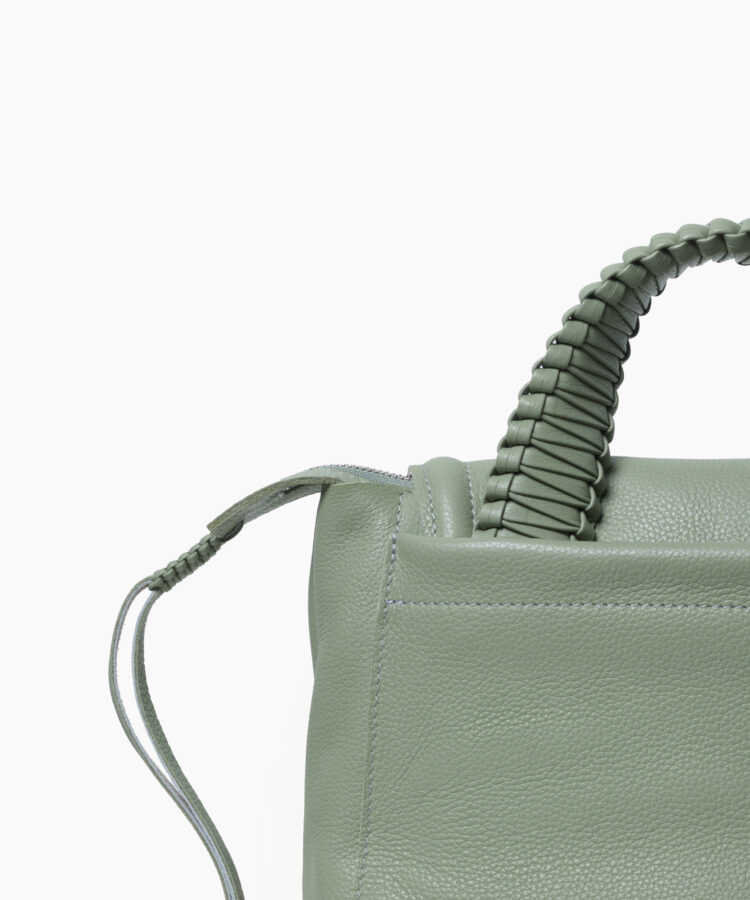 Medium Top Handle Bag in Sage Grained Leather