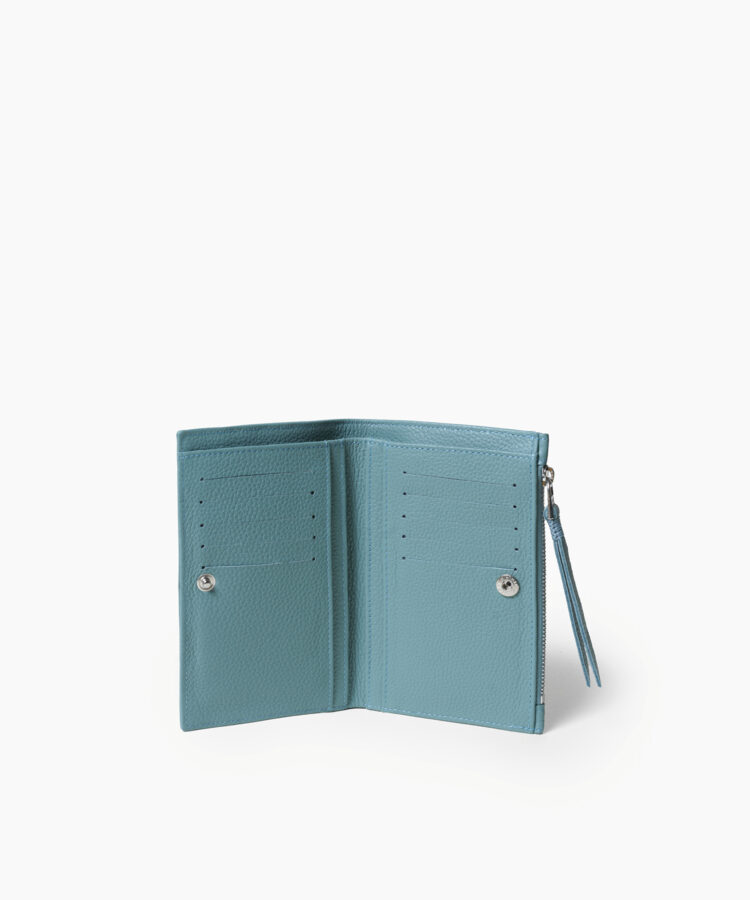 Folded Wallet in Sky Grained Leather