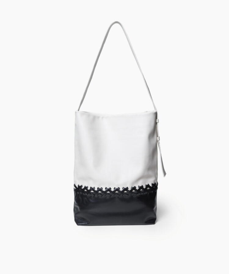 Duo Selene Bag in Black/ White Smooth Leather