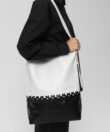 Duo Selene Bag in Black/ White Smooth Leather