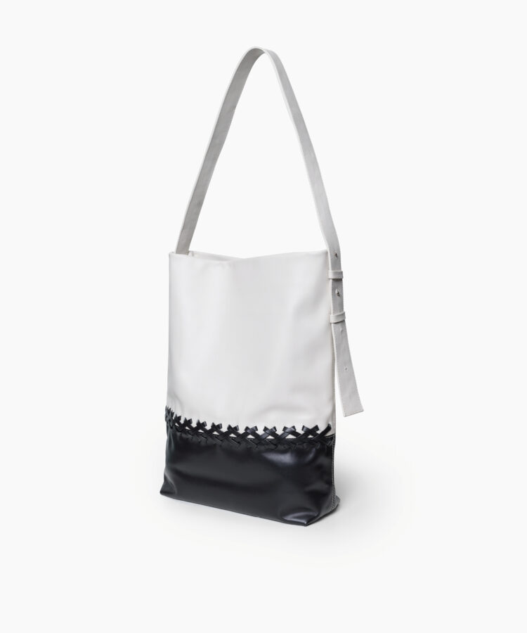 Duo Selene Bag in Black/ White Smooth Leather