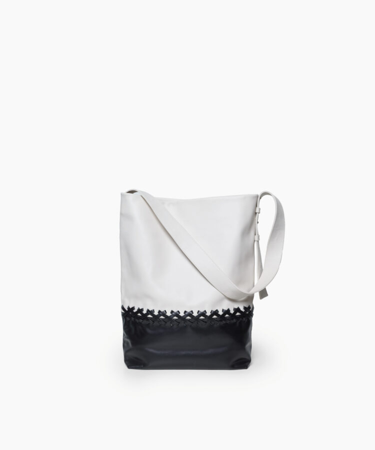 Duo Selene Bag in Black/ White Smooth Leather