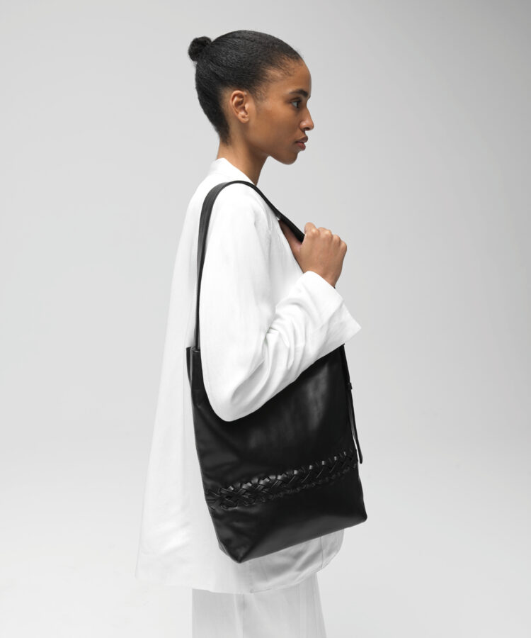 Medium Selene Bag in Black Smooth Leather
