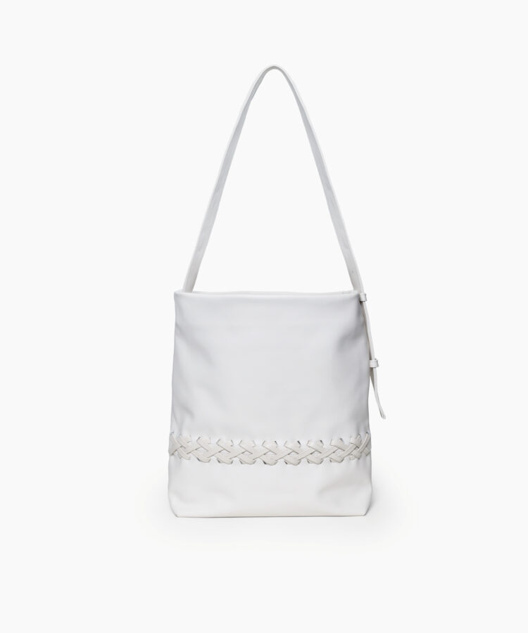 Medium Selene Bag in White Smooth Leather