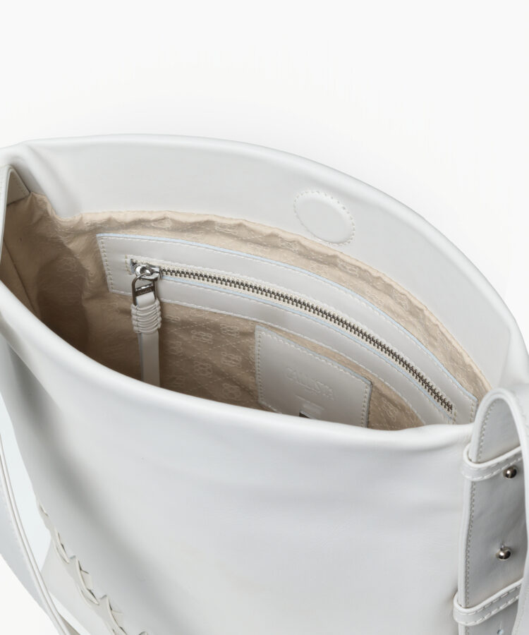 Medium Selene Bag in White Smooth Leather