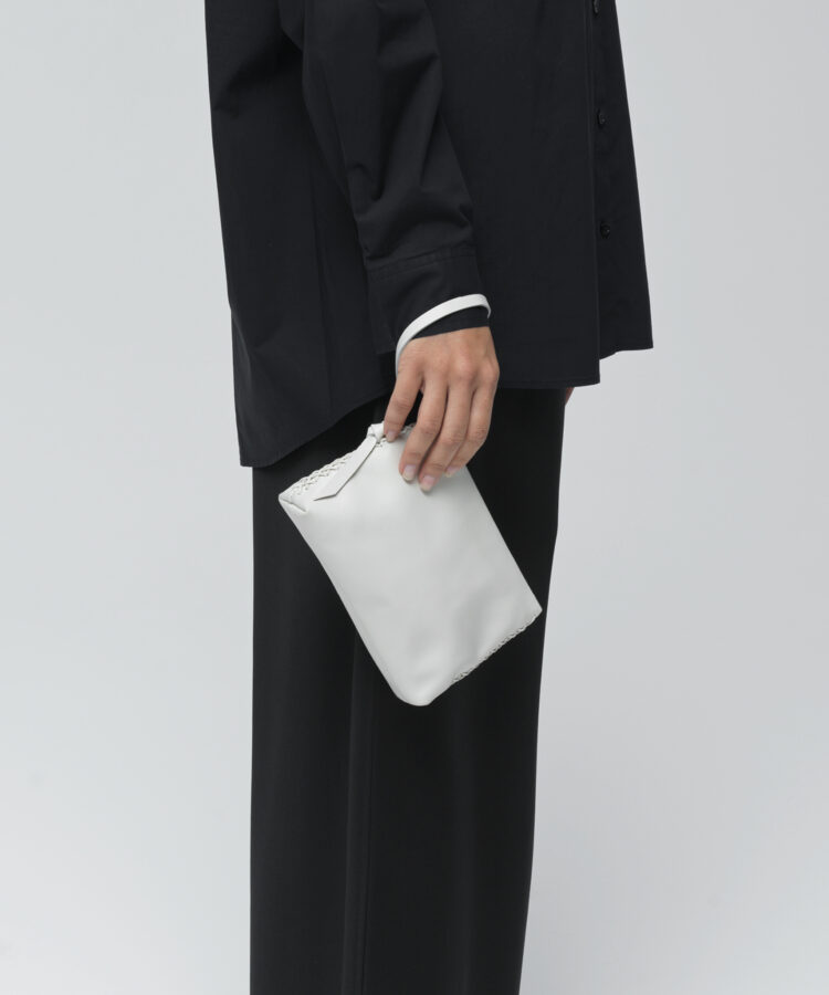 Eva Pochette in White Smooth Leather