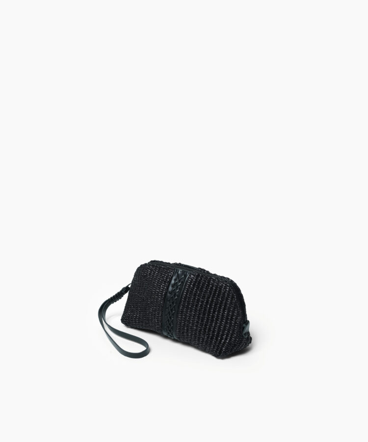 Vanity Case in Black Leather & Straw