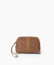 Maxi Vanity Case in Caramel Leather & Straw