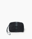 Maxi Vanity Case in Black Leather & Straw