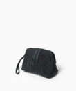 Maxi Vanity Case in Black Leather & Straw