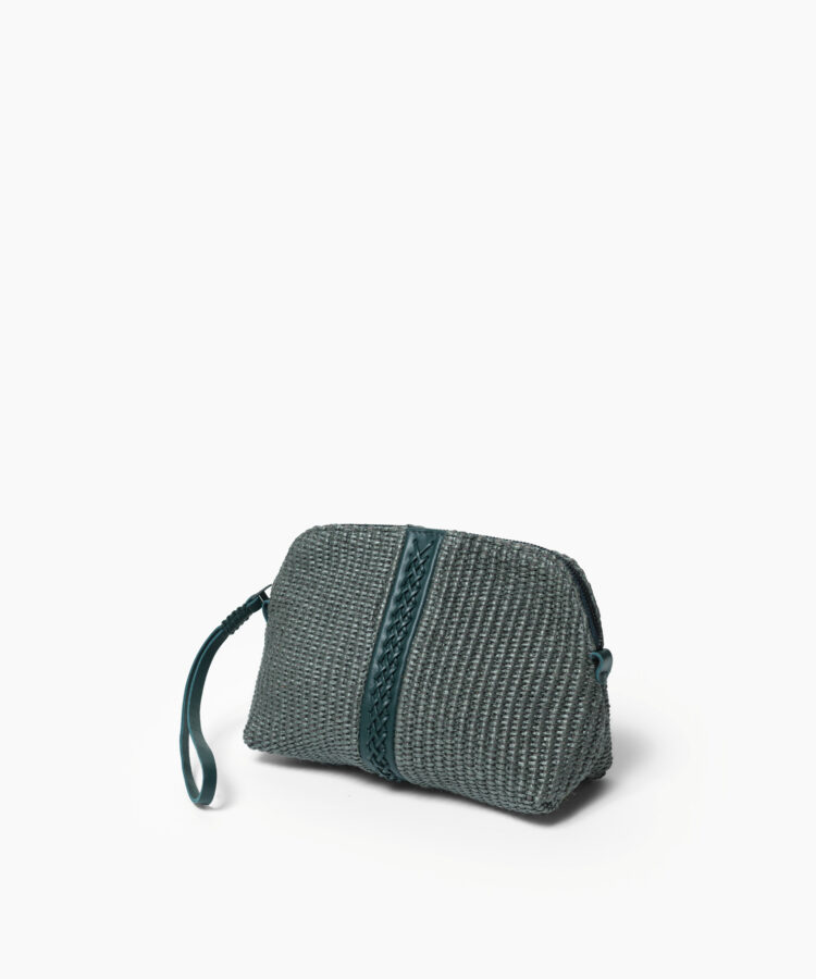 Maxi Vanity Case in Pine Leather & Straw