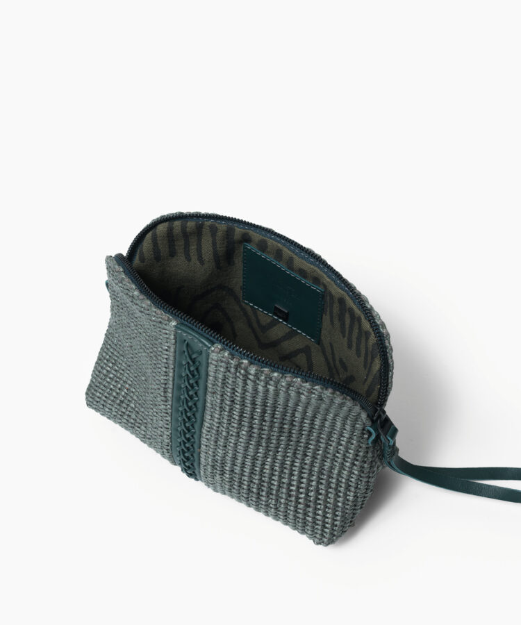 Maxi Vanity Case in Pine Leather & Straw