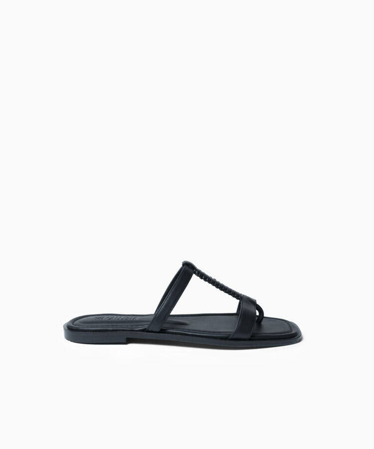 Capri Sandals in Black Smooth Leather