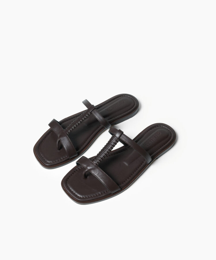 Capri Sandals in Brown Smooth Leather