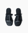 Capri Sandals in Black Smooth Leather