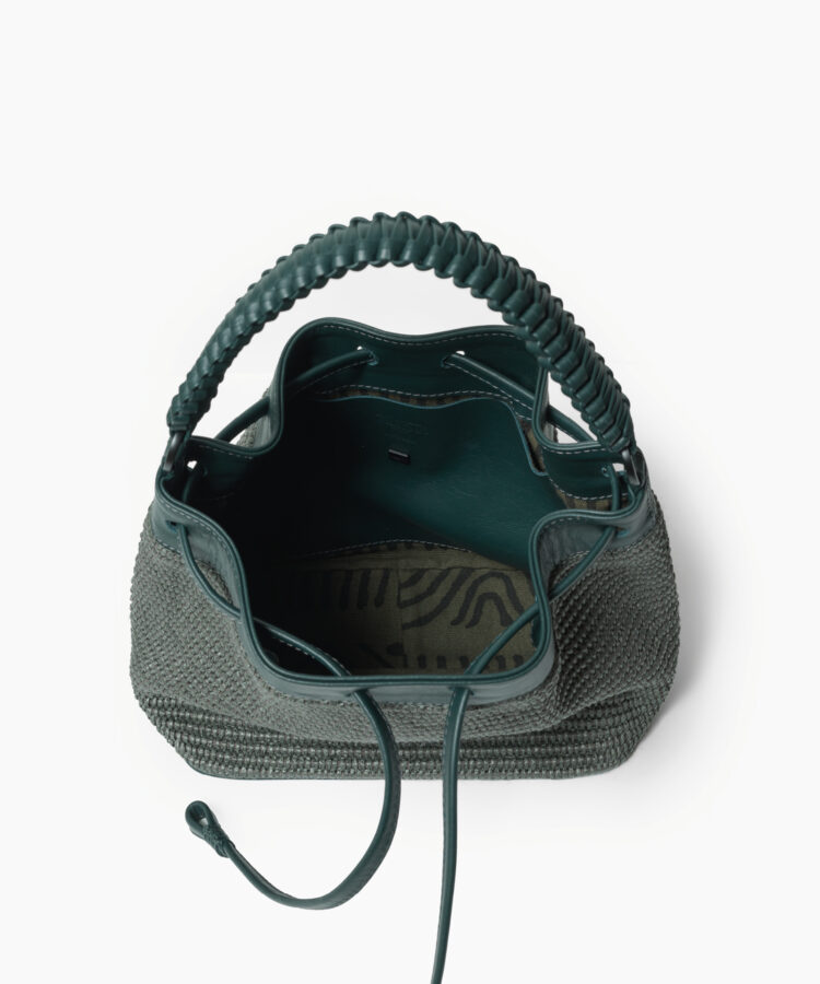 Bucket Bag in Pine Leather & Straw