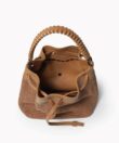 Bucket Bag in Caramel Leather & Straw