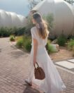 Bucket Bag in Caramel Leather & Straw