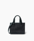 Mini Tote in Black Leather & Straw