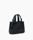 Mini Tote in Black Leather & Straw