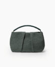 Maxi Pleated Clutch in Pine Leather & Straw