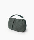 Maxi Pleated Clutch in Pine Leather & Straw
