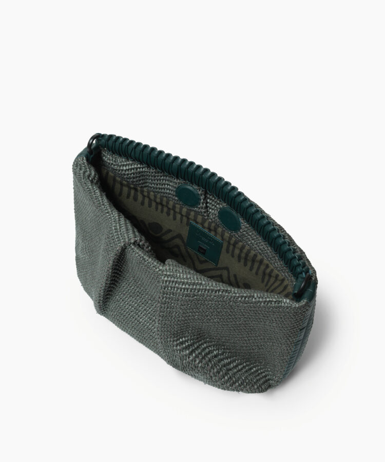 Maxi Pleated Clutch in Pine Leather & Straw