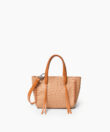 Micro Tote in Almond Ostrich-Effect Leather